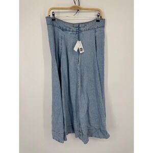 NWT Dee Ocleppo Half Circle Midi Skirt Women's 12 Sage Blue Wash Pockets Fashion